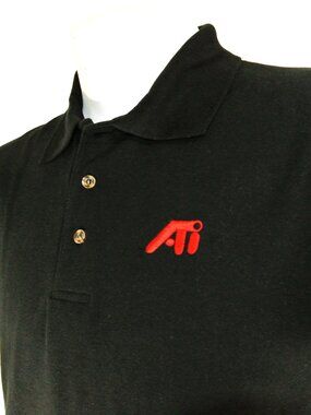 ATI Vintage Canadian Tech Black Polo Shirt Employee Uniform NEW Size XL